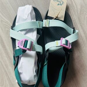 NEW: Low-down Chaco Sandals with Pink and Teal Accents